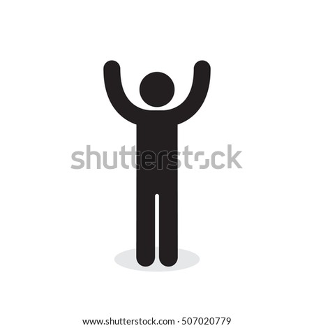 Man raised two hands icon, vector simple isolated illustration.