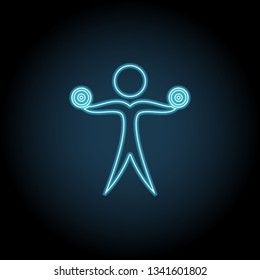 The man raises dumbbell neon icon . Simple thin line, outline vector of Gym, sport icons for UI and UX, website or mobile application