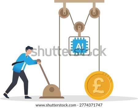 Man raising the British Pound using AI pulley