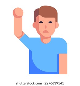 Die Hand des Mannes heben, eine flache Ikone der Physiotherapie