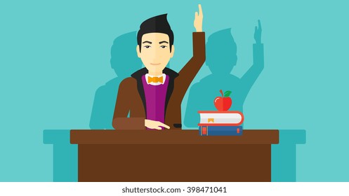 Man raising his hand.