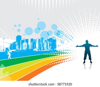 man raising his hands
