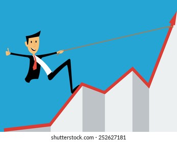 man raising pulling the graph up