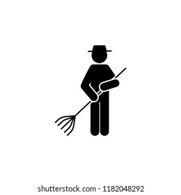 man man with rake icon. Element of gardening icon for mobile concept and web apps. Glyph man with rake can be used for web and mobile on white bakgorund