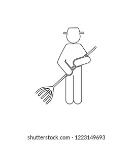 man man with rake icon. Element of gardening for mobile concept and web apps illustration. Thin line icon for website design and development, app development. Premium icon