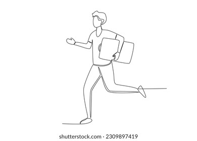 A man ran carrying