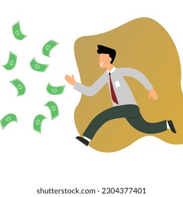 a man ran to catch the flying money