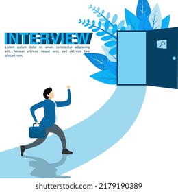 the man ran to the door for the interview session.
This design is suitable for workers, companies, job vacancies and others