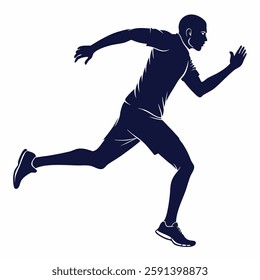 Man ranning vector Silhouette on white background