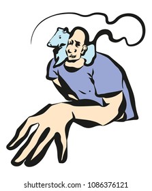 Man with a rat on the shoulders