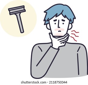 Man With Razor Burn Simple Illustration