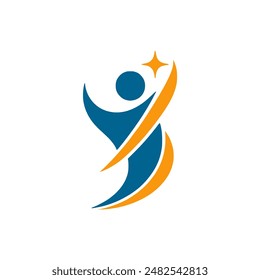man reach dream bright future logo vector illustration template design