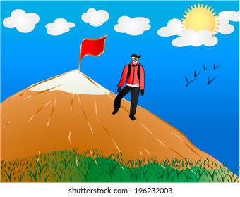 A man reached top of the world.