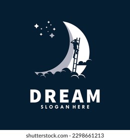 A man Reaching Dream Logo Design Template