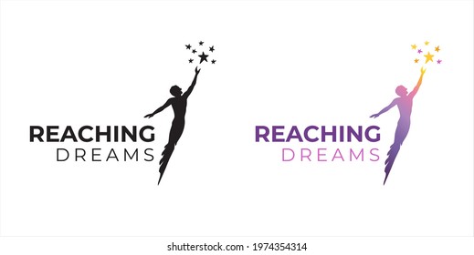 Man Reaching Dreams Logo Template, Vector Star Idol Dancer Award Logo Icon