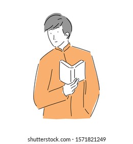 Man read book hand drawn