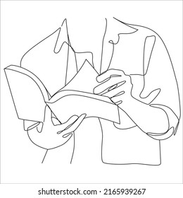 Man Read Book Line Art