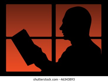 man read front of window