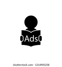 Man reading ad icon. Element of marketing. Premium quality graphic design icon. Signs and symbols collection icon for websites, web design, mobile app on white background