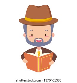 man reading book