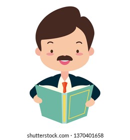 man reading book