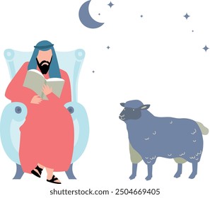 A man is reading a book.