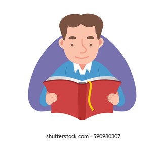 The man is reading a book.