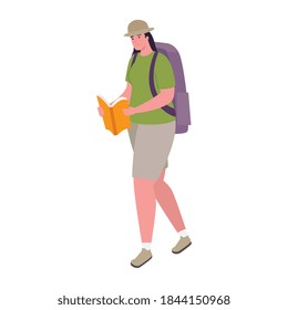 man reading a book with bag design of Activity and leisure theme Vector illustration