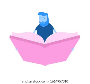 Man reading a book. Colorful flat vector illustration. Isolated on white background.