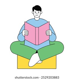 homem leitura livro e encontrar ideia conceito ilustração