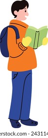 a man reading book flat style isolated on background