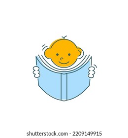 Man is reading book. Funny character design. Vector illustration in trendy linear cartoon style