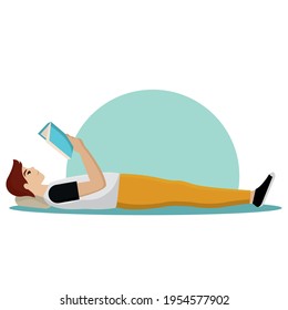 Hombre leyendo un libro. Concepto de Hobbies - Ilustración vectorial