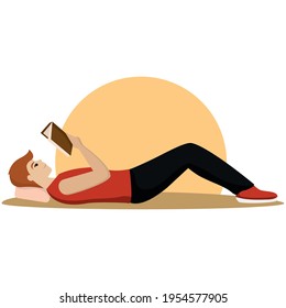 Man reading a book. Hobbies concept - Vector illustration
