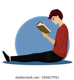 Mann liest ein Buch. Hobbies-Konzept - Vektorgrafik