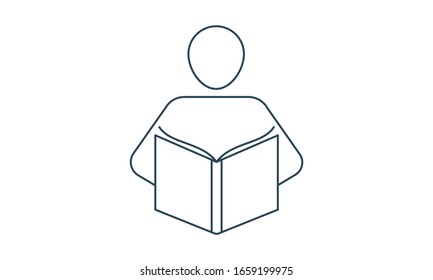 Man reading book icon for learning and education