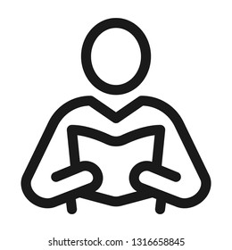Man reading a book icon. Line style