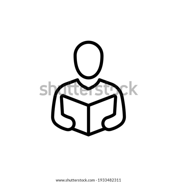 Man Reading Book Icon Thin Line Stock Vector (Royalty Free) 1933482311 ...