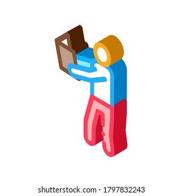 man reading book icon vector. isometric man reading book sign. color isolated symbol illustration