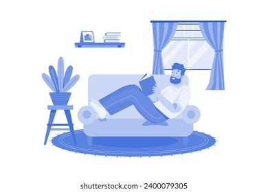 Man reading book Illustration concept on white background