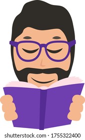 Man reading book, illustration, vector on white background
