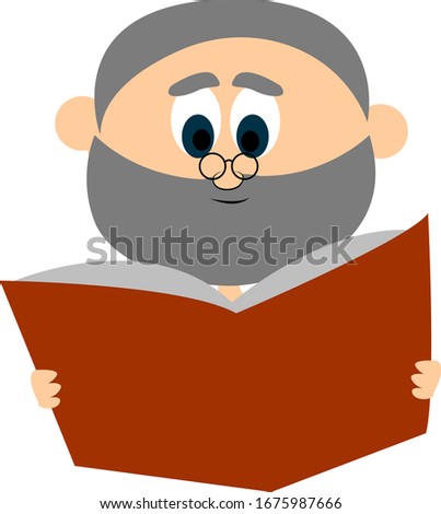 Man reading book, illustration, vector on white background.