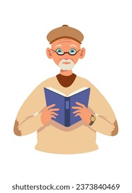 hombre leyendo un libro de diseño aislado