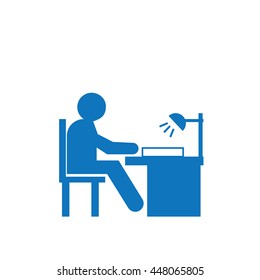 man reading book on the desk-vector