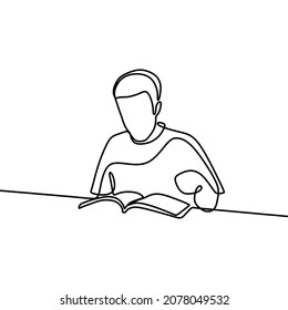 man reading a book oneline continuous single line art