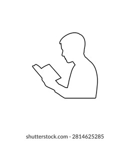 man reading book outline student learning education study knowledge symbol isolated on white background