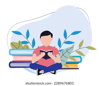 man reading a book. read a book. reading book concept. world book day