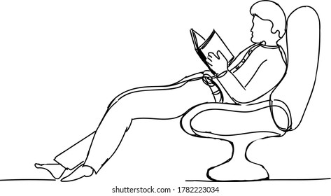 Man reading a book in relax mode