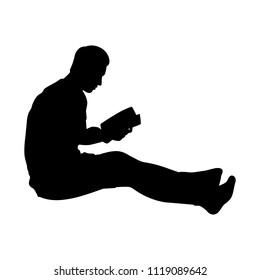 The man is reading book silhouette vector, Education concept, Person in black and white