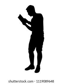 The man is reading book silhouette vector, Education concept, Person in black and white